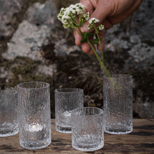 Ljuslykta från Ernst Form, mönstrat glas, för värmeljus, hög