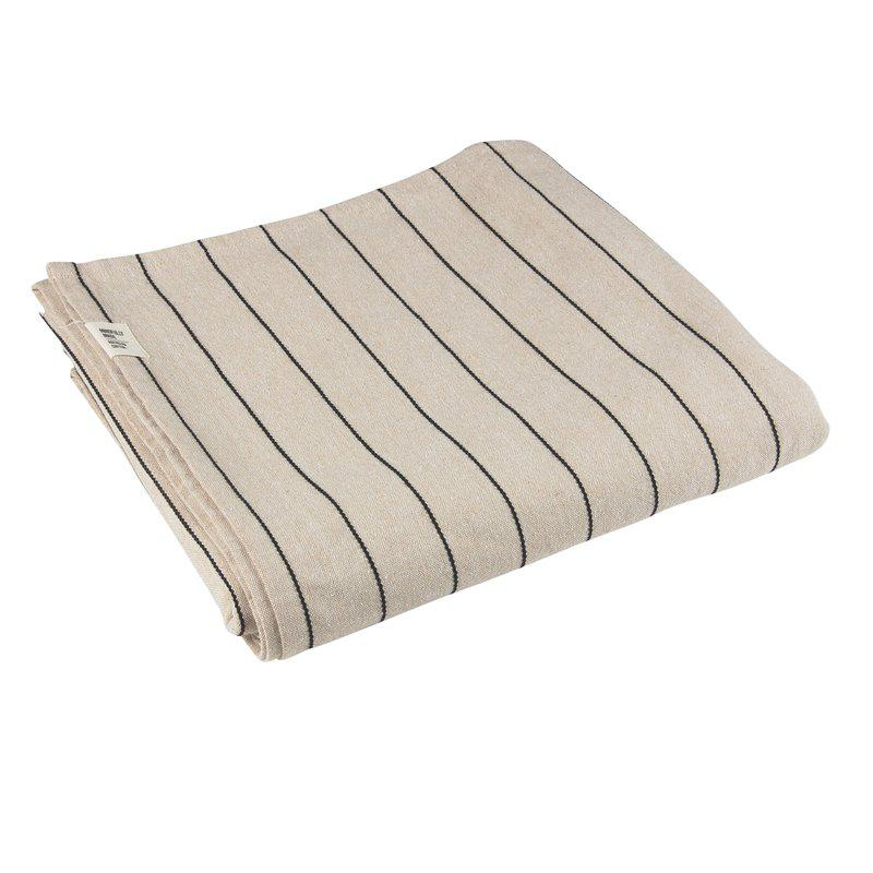 Lucas bordsduk från Fondaco, beige/svart, randig ,140x300 cm