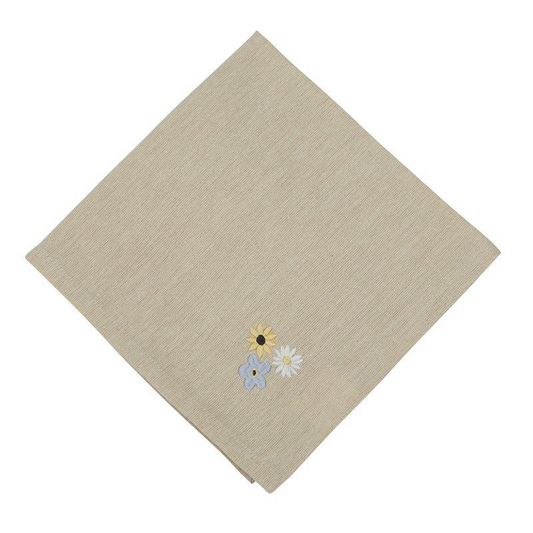 Majken tygservett från Fondaco, beige/ blommig, 45x45 cm