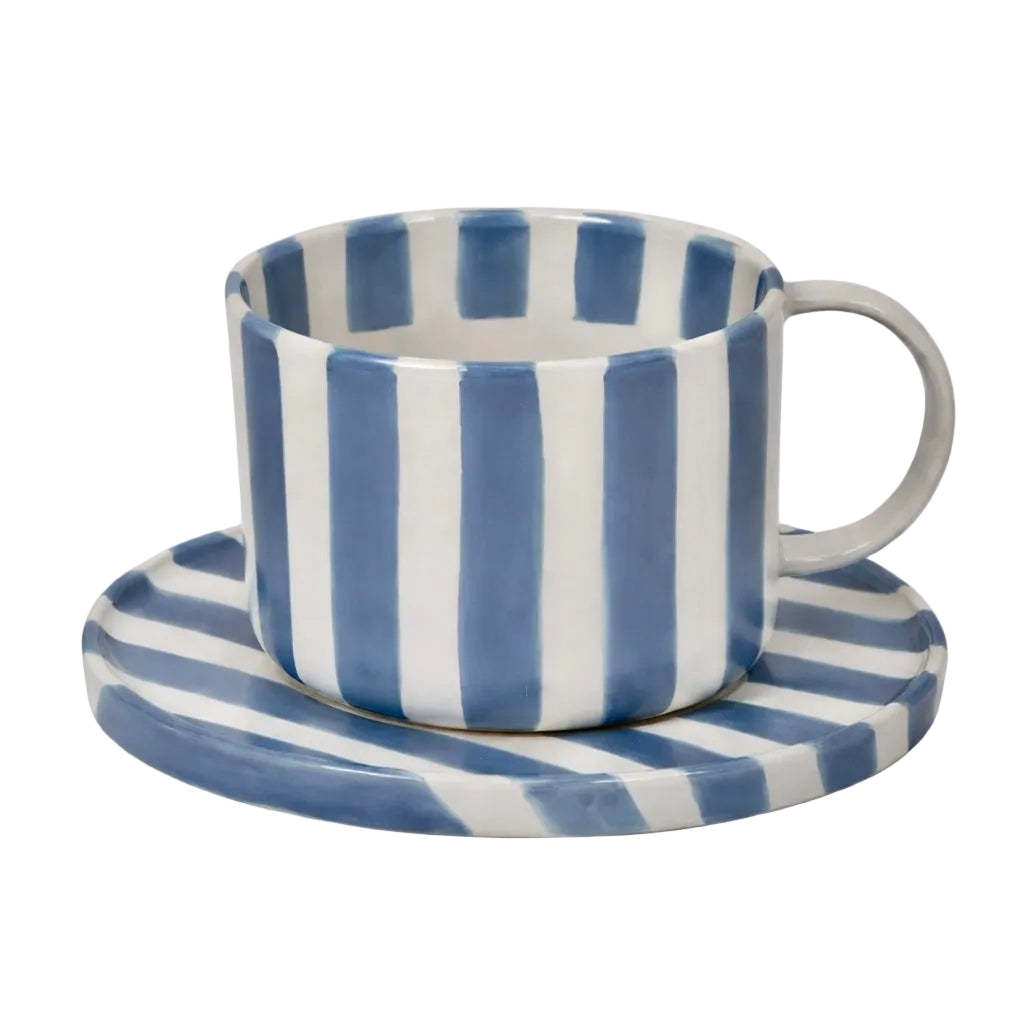 Monica kopp blå från Olsson och Jensen , randig kopp kaffe 