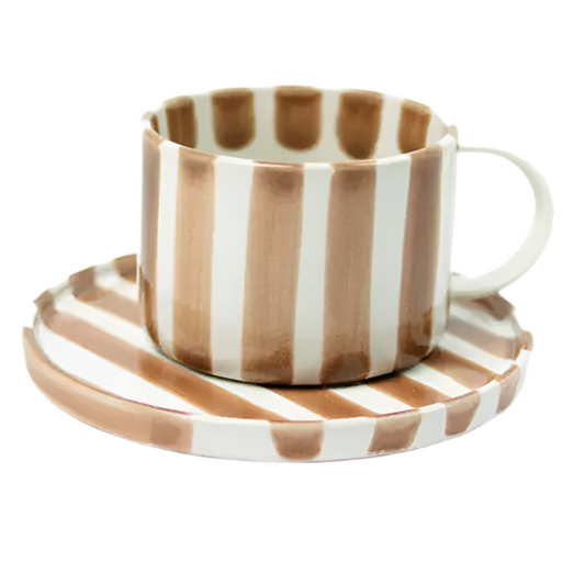 Monica kopp med fat randig från Olsson & Jensen, beige/vit