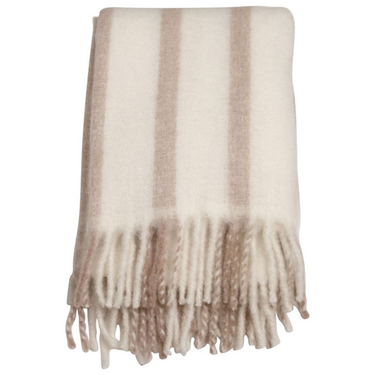 Morgan pläd från Mogihome, randig/beige