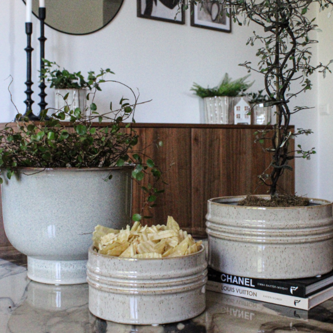 Planteringsskål från Västanvind, beige/melerad