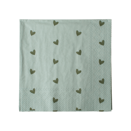 Napkin Heart från DBKD, gröna,  servetter inredningsbutik Kalmar, inredning, lantligt, lantlig inredning, Heminredning, servett
