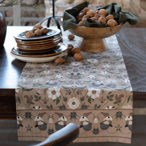 Löpare Julefrid från Fondaco, beige/grön, 40x145 cm