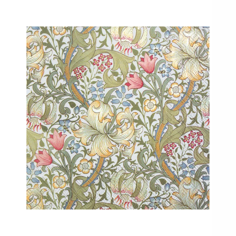 Pappersservett William Morris från Vinding et Co, blommigt, kaffeservett