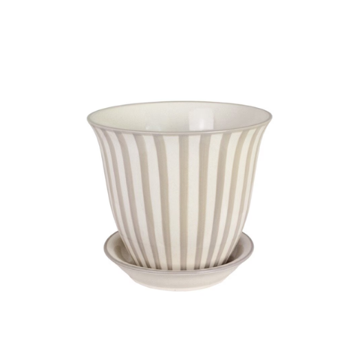 Randig kruka Miriam från Strömshaga, vit/beige, mellan