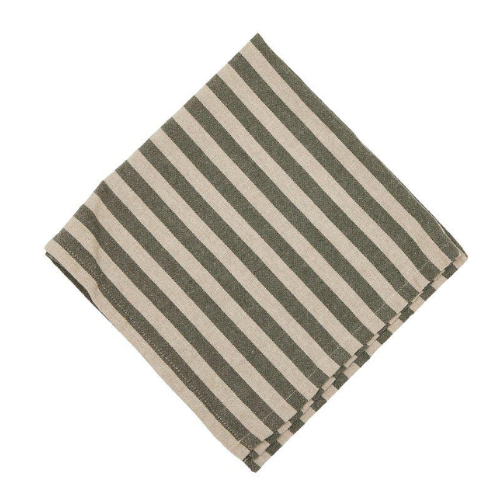 Randiga tygservett från Fondaco, beige/grön Svea, 45x45 cm