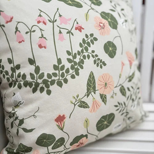 Rosa Flor från Lundbotex, aprikos/grön/rosa, 45x45cm