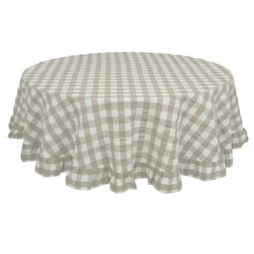 Rund duk Lisa i bäckebölja från Fondaco, beige/rutig, Ø150 CM