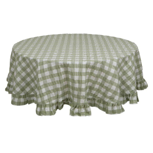 Rund duk Lisa i bäckebölja från Fondaco, grön/rutig, Ø150 CM