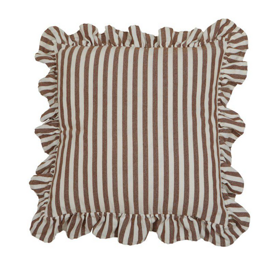 Svea kuddfodral från Fondaco, randig vit/brun 45x45 cm