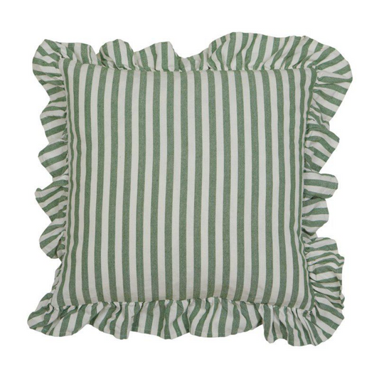 Svea kuddfodral från Fondaco, randig vit/grönt 45x45 cm