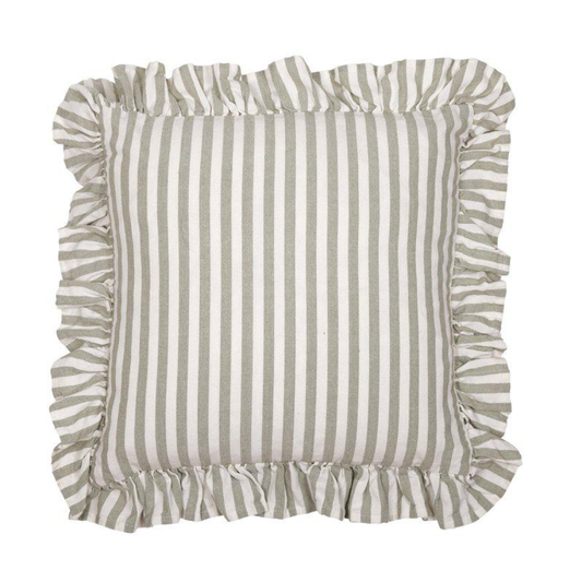 Svea kuddfodral från Fondaco, randig vit/lindgrön 45x45 cm