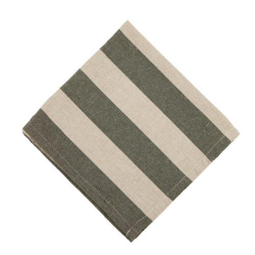 Tygservett randig från Fondaco, Amalia, beige/grön