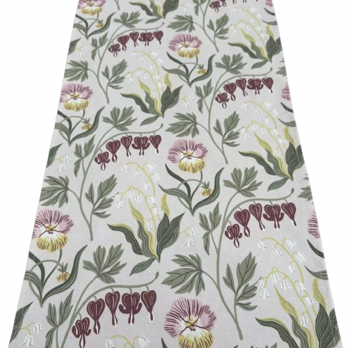 Vårblom löpare från Lundbotex, gul/rosa/grön, 40x140 cm