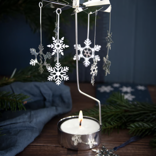 Änglaspel snöflinga från Pluto Design AB, stort, silver