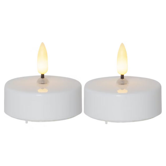 LED värmeljus 2-pack från Star Trading, Flamme 58 mm, med timer
